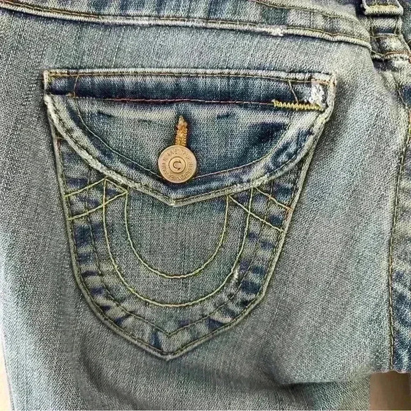 True Religion Jeans Womens Size 28 Straight Leg Distressed‎ Low Rise Vintage Y2k - Picture 5 of 15
